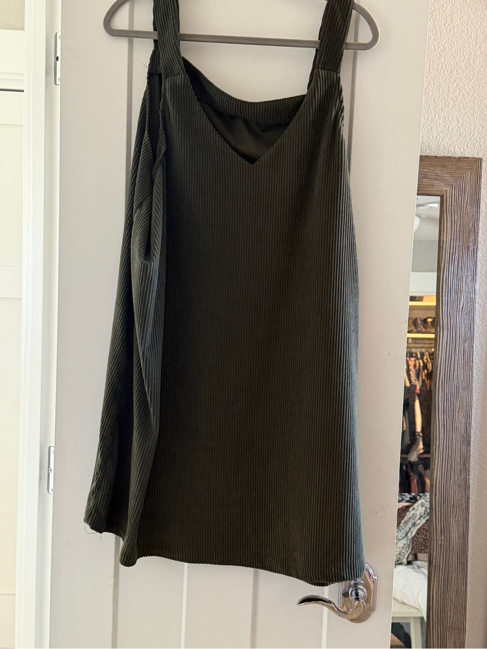 SHEIN Olive Green Ribbed Mini Dress - Picture 1 of 1